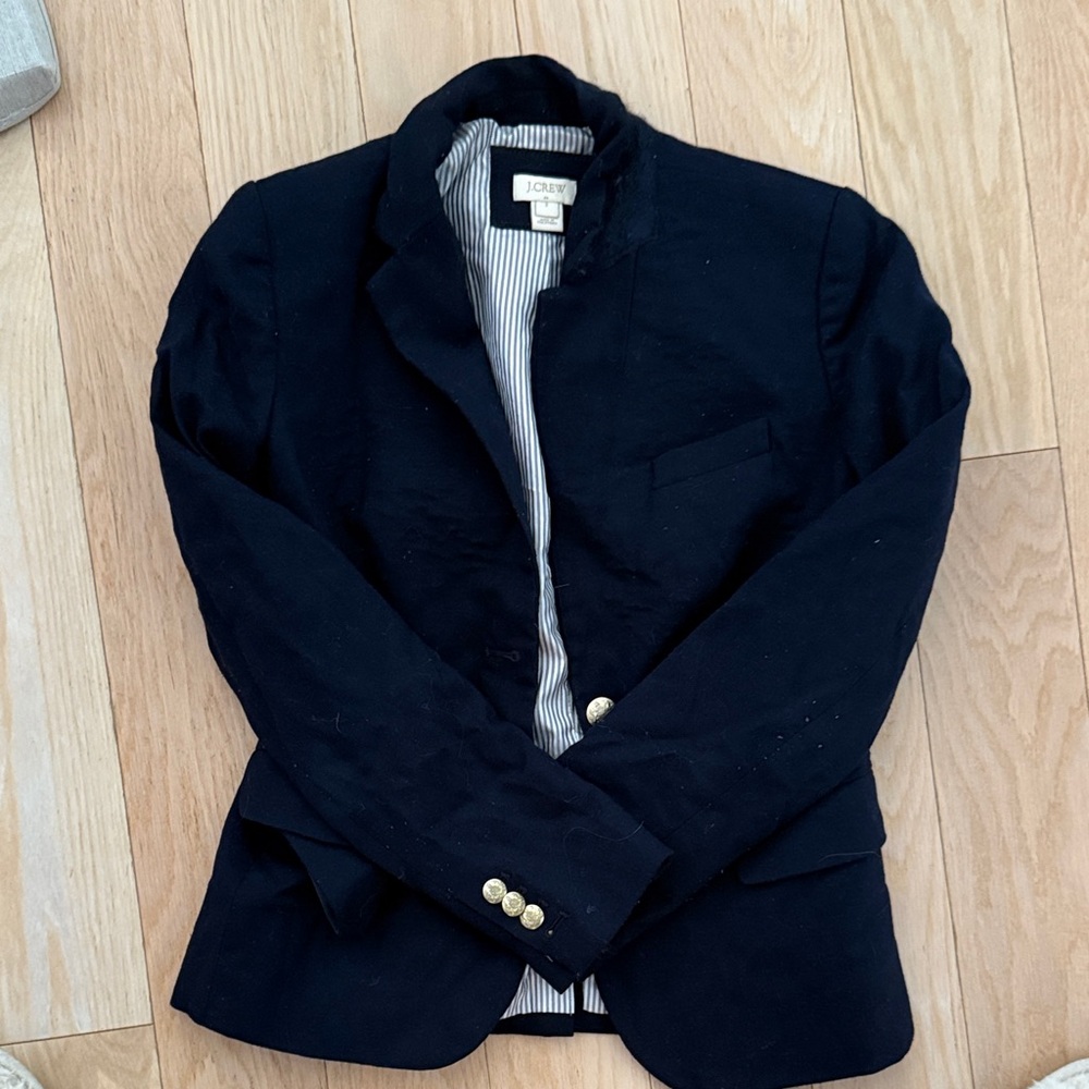 J. Crew Navy Blazer with Gold Accents